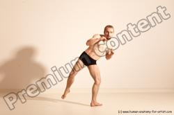 Underwear Martial art Man White Moving poses Slim Short Blond Dynamic poses Academic